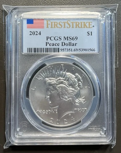 2024 $1 Silver Peace Dollar PCGS MS69 First Strike / .999 1 Oz US Silver Coin