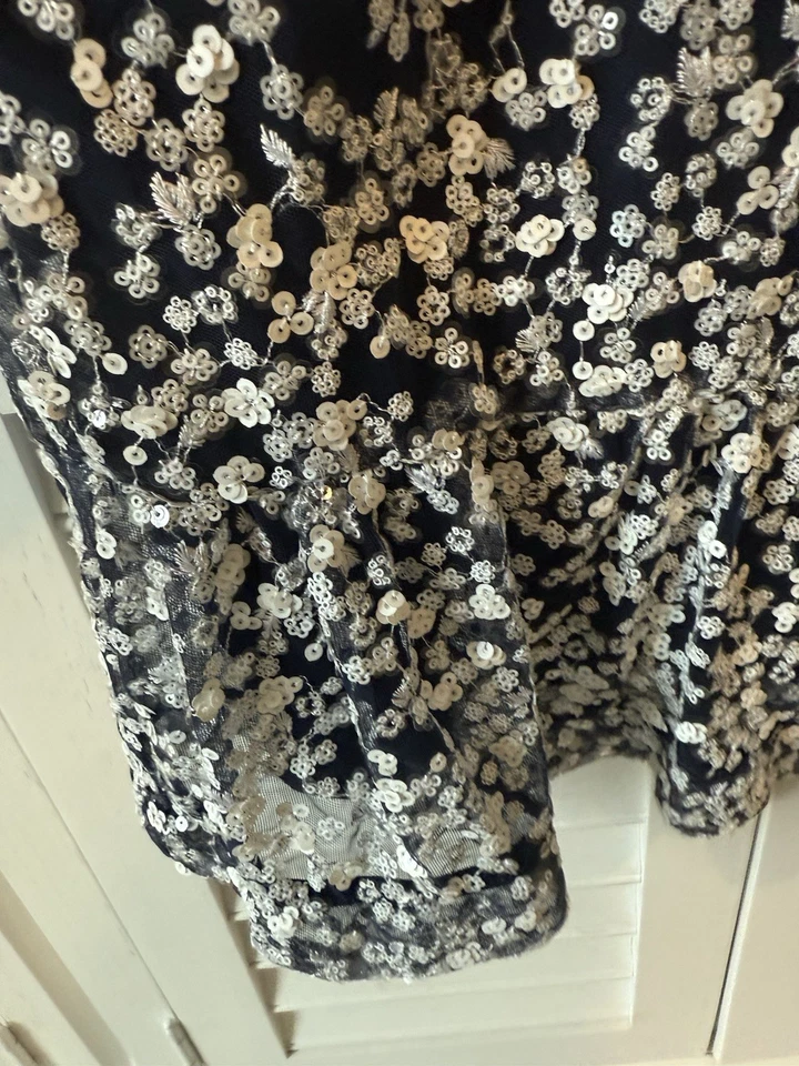 Vestido Michael Kors Floral Lentejuelas Volantes Dobladillo XL Cóctel Fiesta Boda Vacaciones Foto 4 de 4