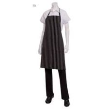 Chef Works Unisex Bib Apron, Black with Chalk Stripe
