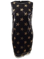 Tommy Hilfiger Women's Sequined Stars Sheath Dress (8, Black/Gold)