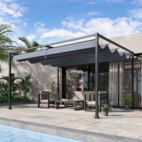 Outsunny 4 x 3m Metal Pergola Gazebo Patio Sun Shelter Retractable Canopy Grey