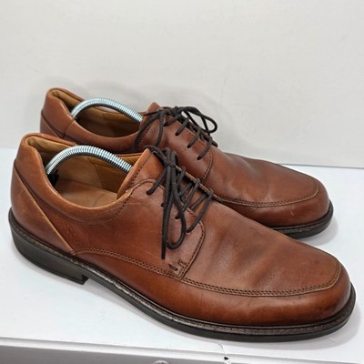Ecco Leather Casual Dress Brown Shoes Men's 11 EU 45 Tie Up