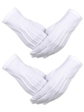 2 Pairs White Gloves Formal Men Women Tuxedo Cotton Gloves for Parade Usher Chu