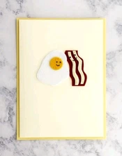 Papyrus Happy Anniversary Card 🍳 🥓 "Together, We Are Sizzlin!" Felted 