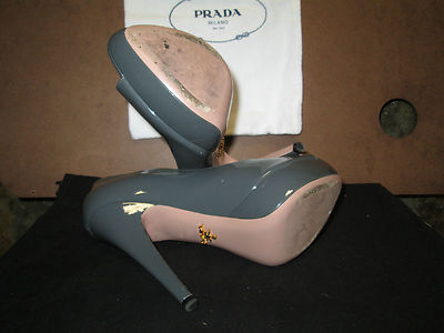 Prada Gray Patent Leather Peak Toe Shoes 37 1/2 | eBay