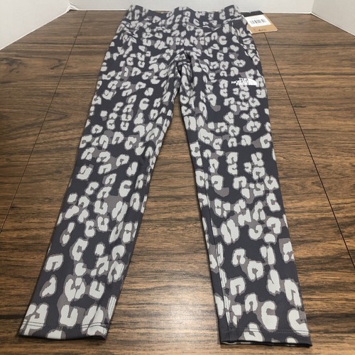 North Face Gray Leopard on Mountain Tights Youth Girls M (14/16) Pocket Gray - Picture 2 of 8