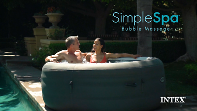 Intex SimpleSpa Bubble Massage Person Inflatable Hot Tub with