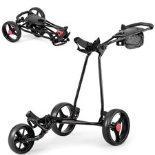 Carrello da Golf Pieghevole Golf Cart con 3 Ruote e Maniglia e Portaombrelli