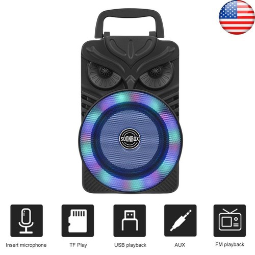 HiFi Speaker Bluetooth Loudspeaker Black Outdoor Portable Music Player RGB Light