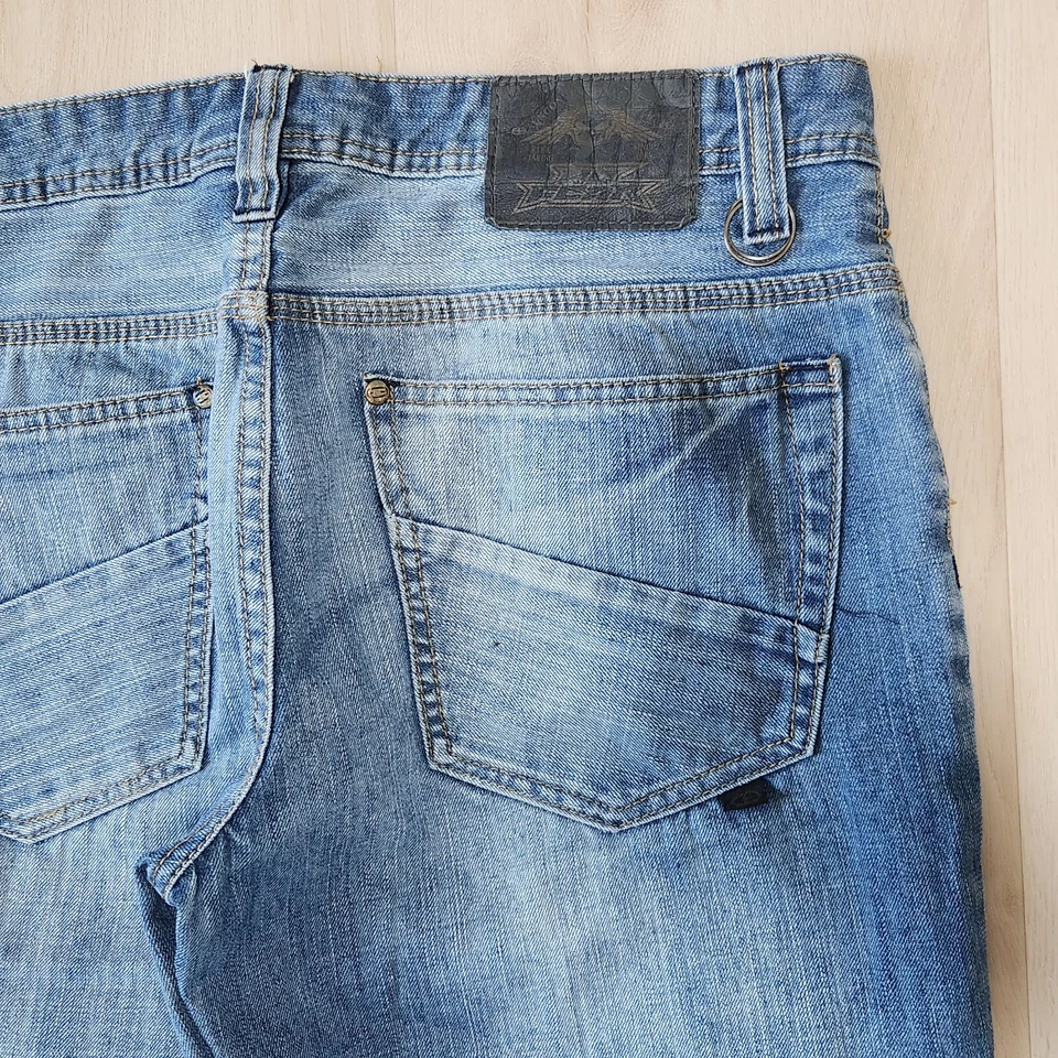 Pantalones de mezclilla vintage No Fear 32x30 pierna ancha recta sueltos desgastados ajuste años 90 Y2K 32x28 Foto 4 de 4