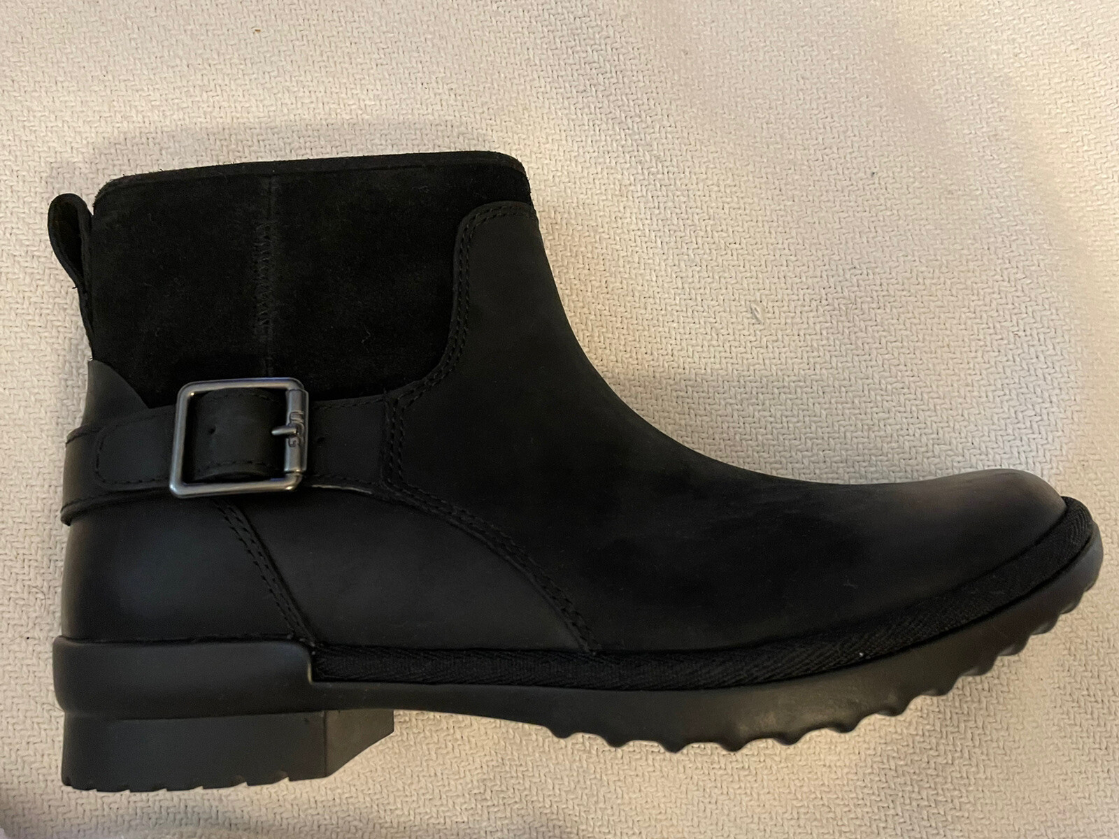 New UGG Selima Black Leather Ankle Boot UGGplush Women's Size 7 B MSRP $150 | eBay