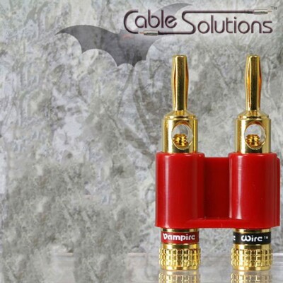 Vampire Wire #DB Double Banana Plug, Gold-plated, Dual Ganged, Red