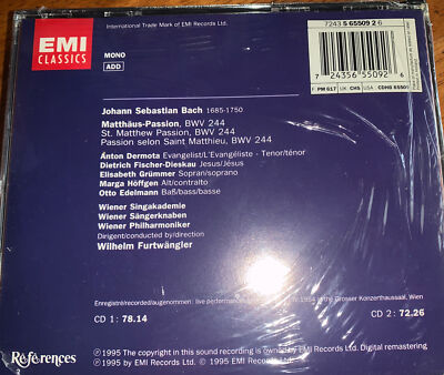 Bach: St. Matthew Passion (CD, Jul-1995, 2 Discs, EMI Music