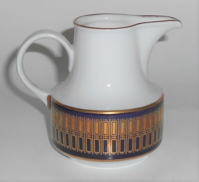 Graf Van Henneberg Porcelain Geometric Kobalt w/Gold Pattern Creamer