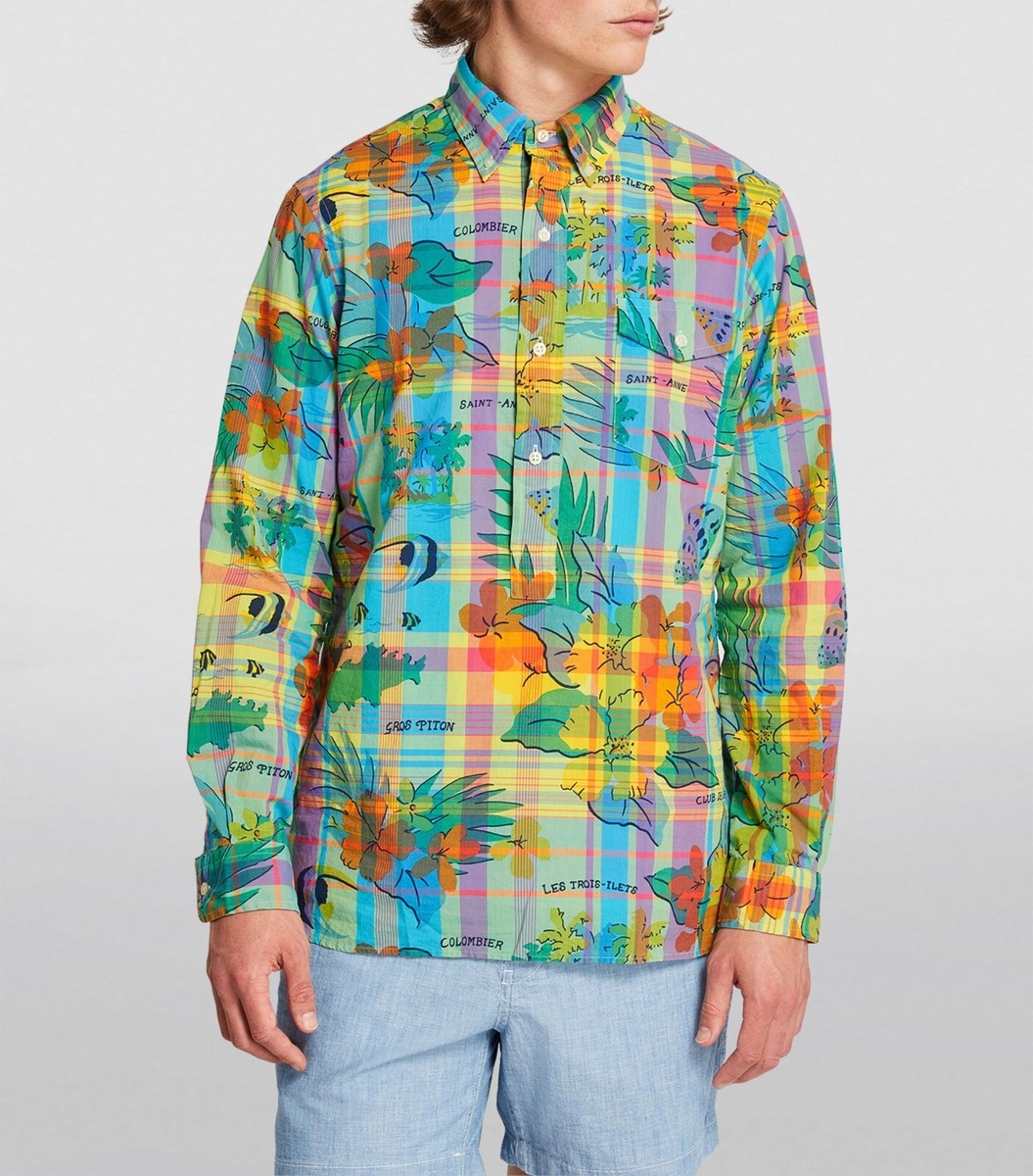 POLO RALPH LAUREN Men's Tropical Madras Half-Buttoned Woven POLO RALPH LAUREN Men's Tropical Madras Half-Buttoned Woven
