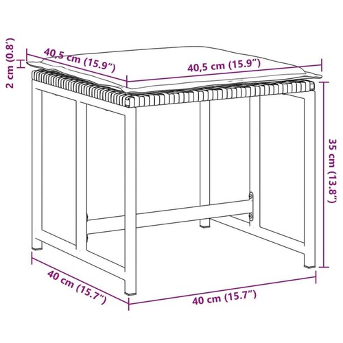 Gartenhocker mit Kissen 4 Stk. Schwarz Poly Rattan Outdoor Hocker vidaXL - Bild 9 von 9