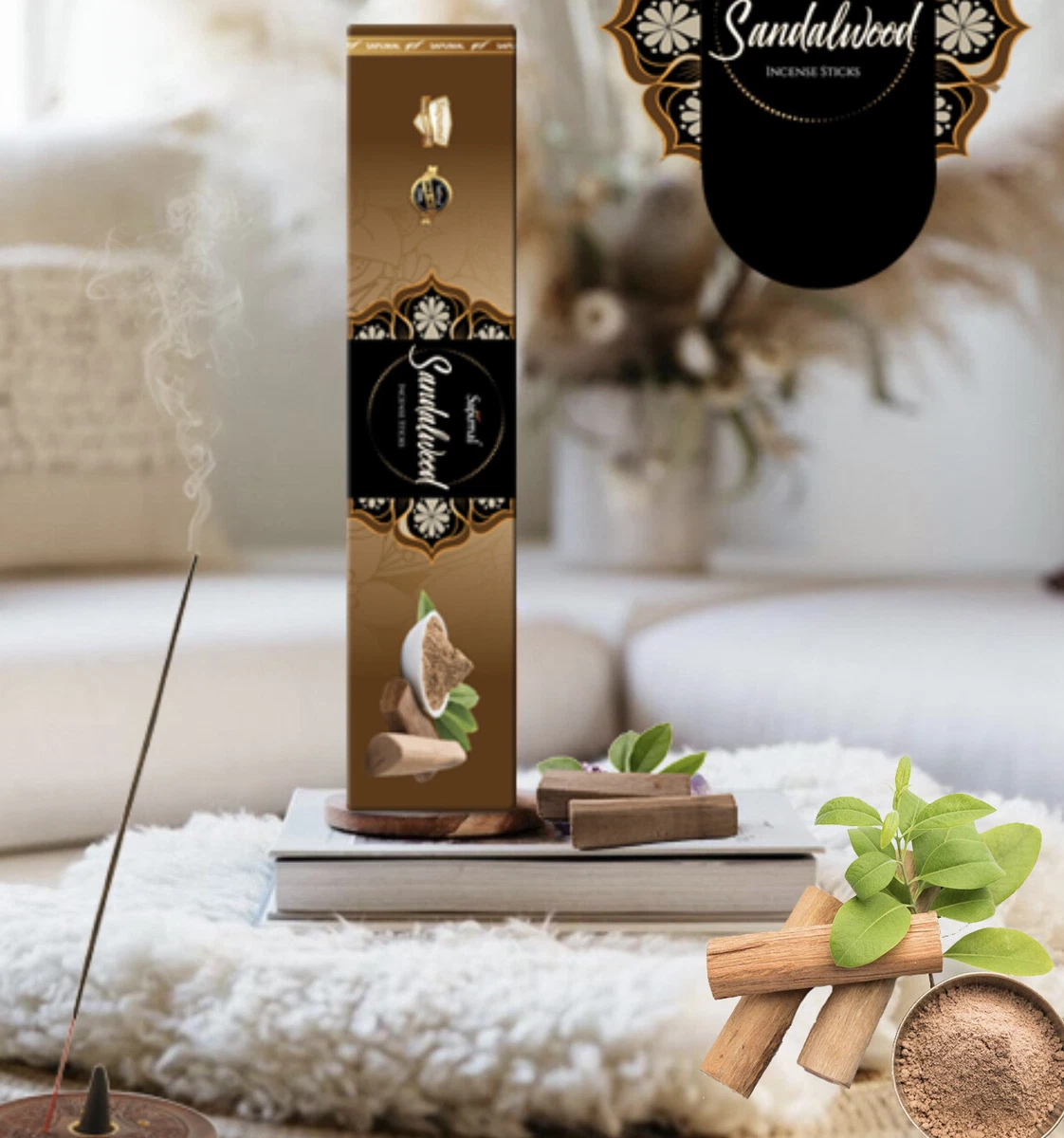 Sandalwood Incense Sticks Handmade Yoga Healing Relax Aromatherapy