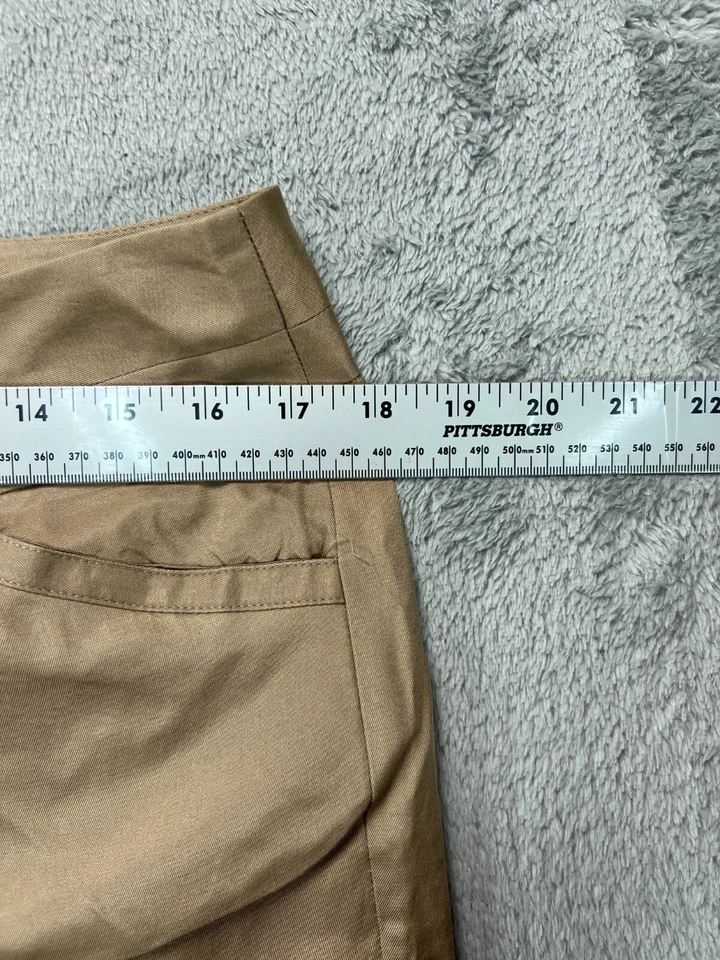Pantalones de vestir cortos de seda Peck & Peck para mujer 12 beige chinos planos tiro alto damas Foto 2 de 4