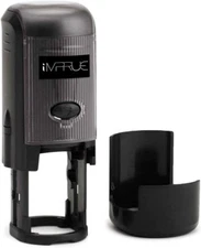 Entered Round Self-Inking Stock Rubber Stamp (3/4" Diameter) - Blue Ink