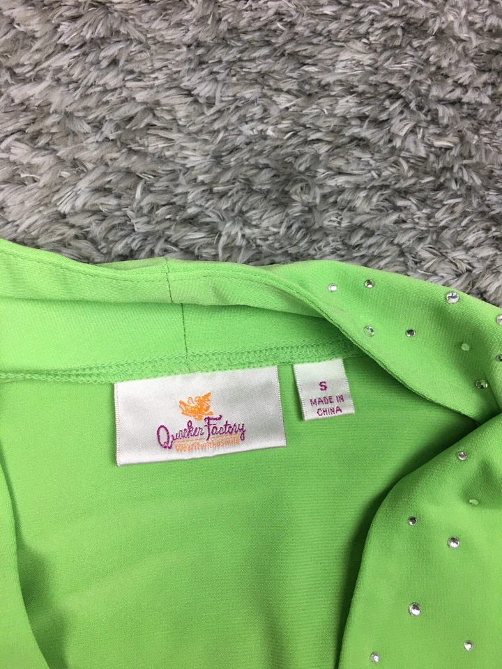 Quacker Factory Open Front Cardigan Womens Size Small Green Over Top 3/4 Sleeve - Image 4 of 4
