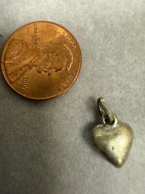 Vintage Sterling Silver Puffy Heart Shape Charm Pendant Collectible ...