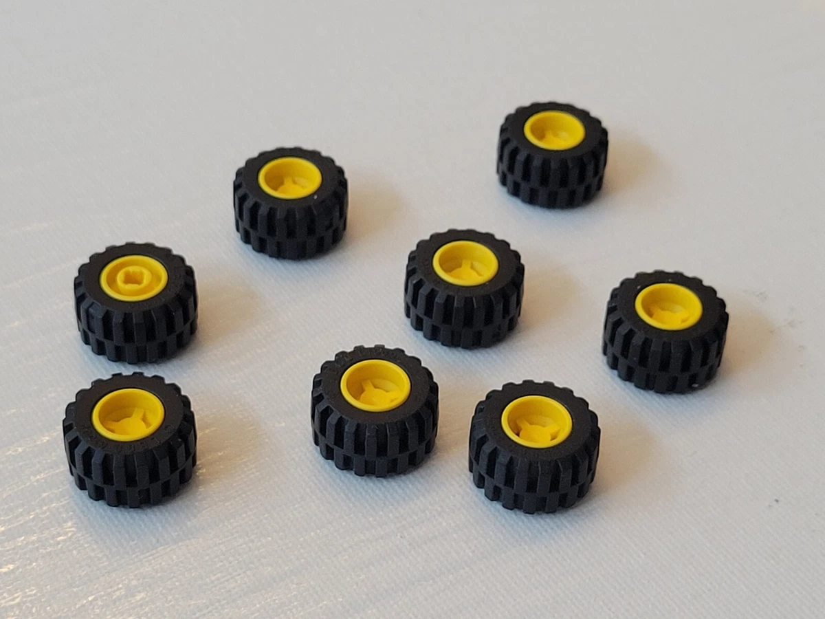 NEW LEGO 4x Black Yellow Wheels Normal Wide Tyre Dia.21x12 87697