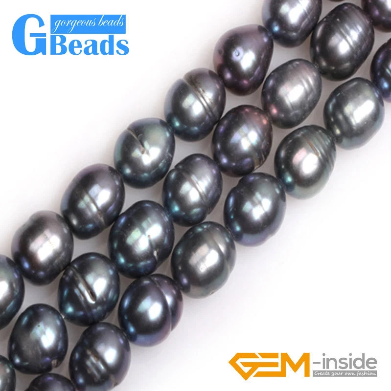 Cuentas de piedras preciosas de perlas cultivadas naturales en forma de papa para hacer joyas 15"9-10 mm Foto 3 de 4