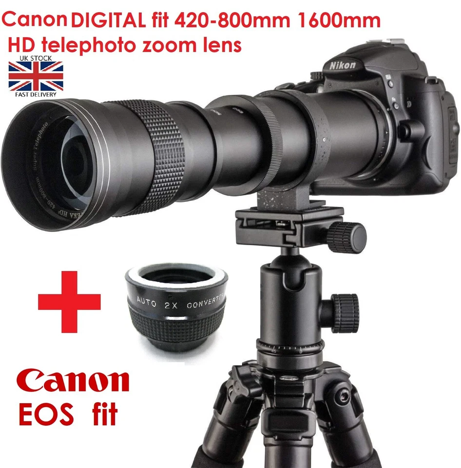 SUPER TELEPHOTO Canon EOS DSLR DIGITAL ajuste 420 800 mm 1600 mm lente zoom 1000D 2000D 3000D 4000D +