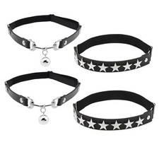 4pcs Adjustable Leather Punk Gothic Thigh Garter Belts Elastic Leg Rings Allo...