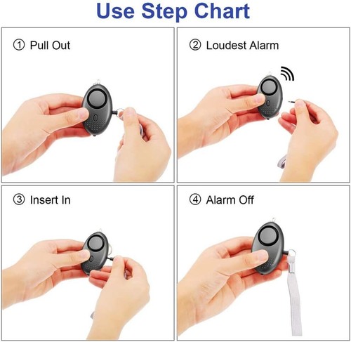 130DB Siren Safety LED Emergency Self Defense Personal Whistle Alarm Keychain BK - Picture 3 of 8