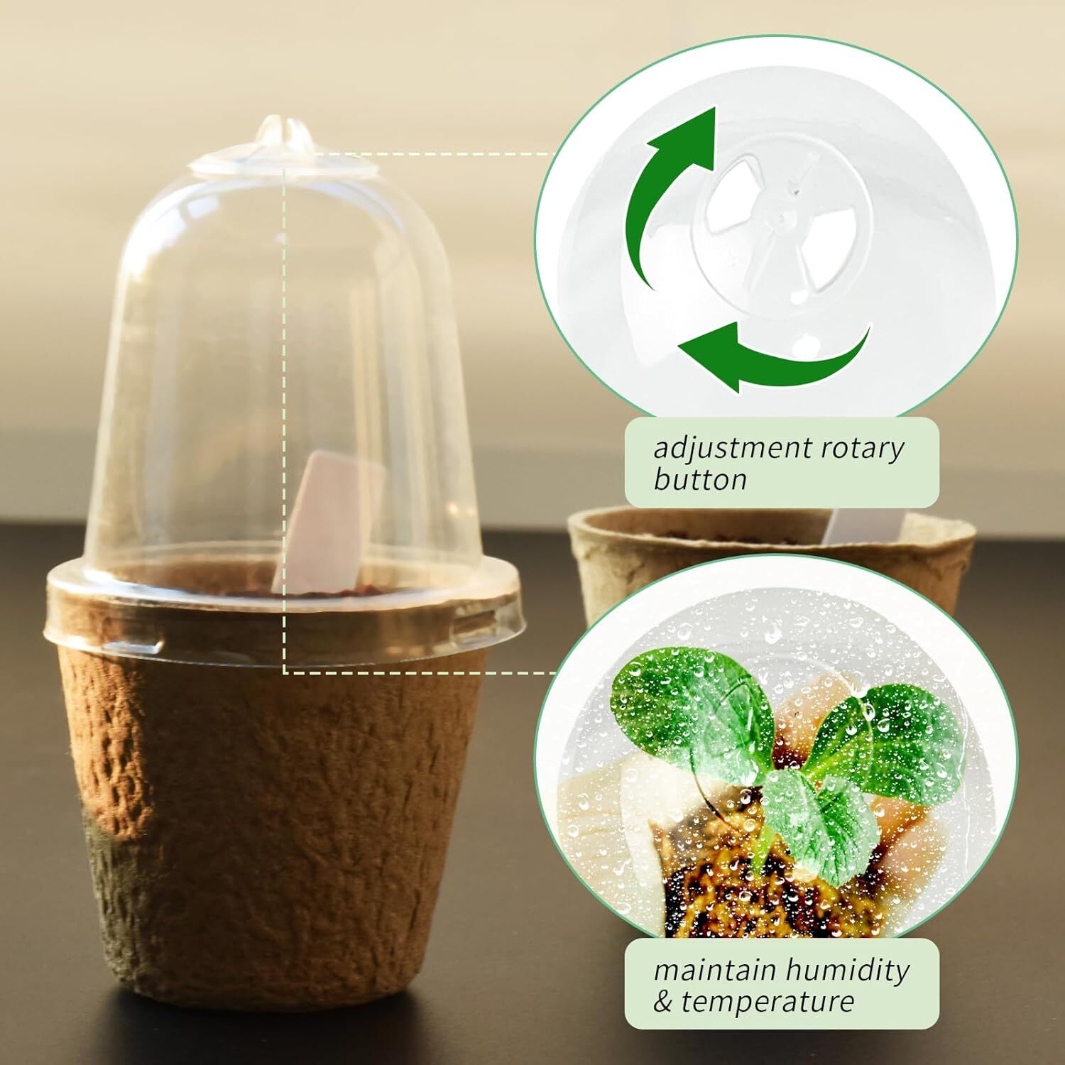 JOPY 30 Pack 3.15 Inch Plant Nursery Pots with Humidity Dome Seed Starter Peat