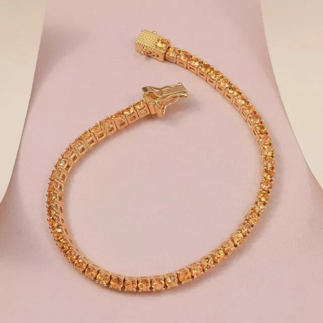 10CT Lab Created Citrine Womens Tennis Bracelet 7.5