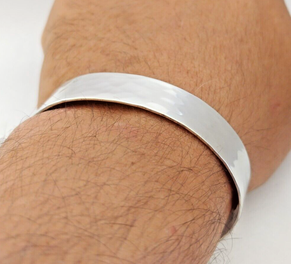 Bangle Bracelet Sterling Silver Simple Cuff Handmade Moroccan 925 Adjustabl Gift-image