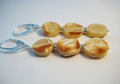 Elegante Genuino Crudo Hermoso Pendiente Ámbar Báltico!!! - Imagen 3 de 3