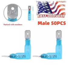 16-14AWG Heat Shrink Male Spade Terminal Electrical Wire Crimp Connectors 50PCS