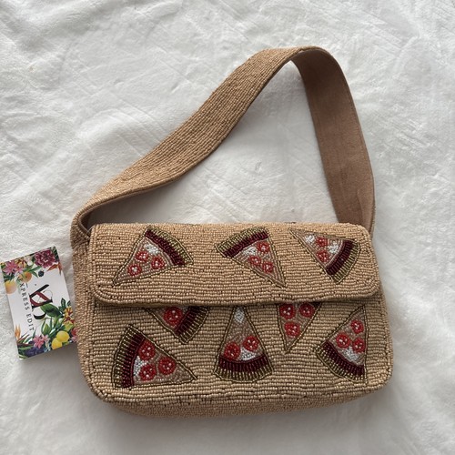 Express Edit Beaded Pizza Slice Shoulder Bag . Snap closure. India NWT