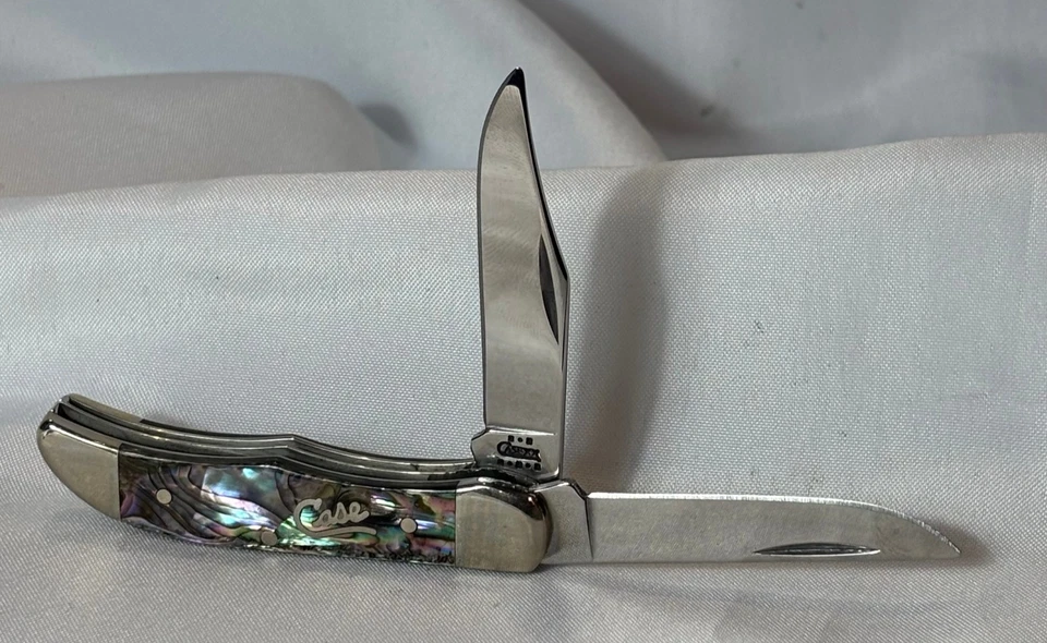 2002 Case XX Knife TH82165 Pocket Hunter SS Double Folding Blades Abalone Shell - Image 2 of 4