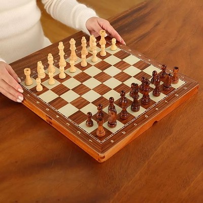 Luxury Rosewood Chess Set 24cm with Storage Box & 2 Extra Queens