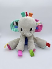 Bright Starts Taggies Elephant Gray Plush Lovey Baby Rattle Toy 9" Security Toy