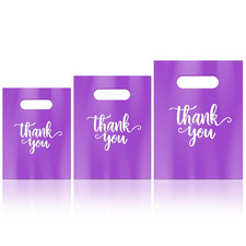 200 Pcs Thank You Plastic Bags with Handles Die Cut Plastic Shopping Merchandise