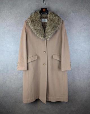 Jaeger Mantel Damen groß Vintage 90er Jahre beige Overcoat lang