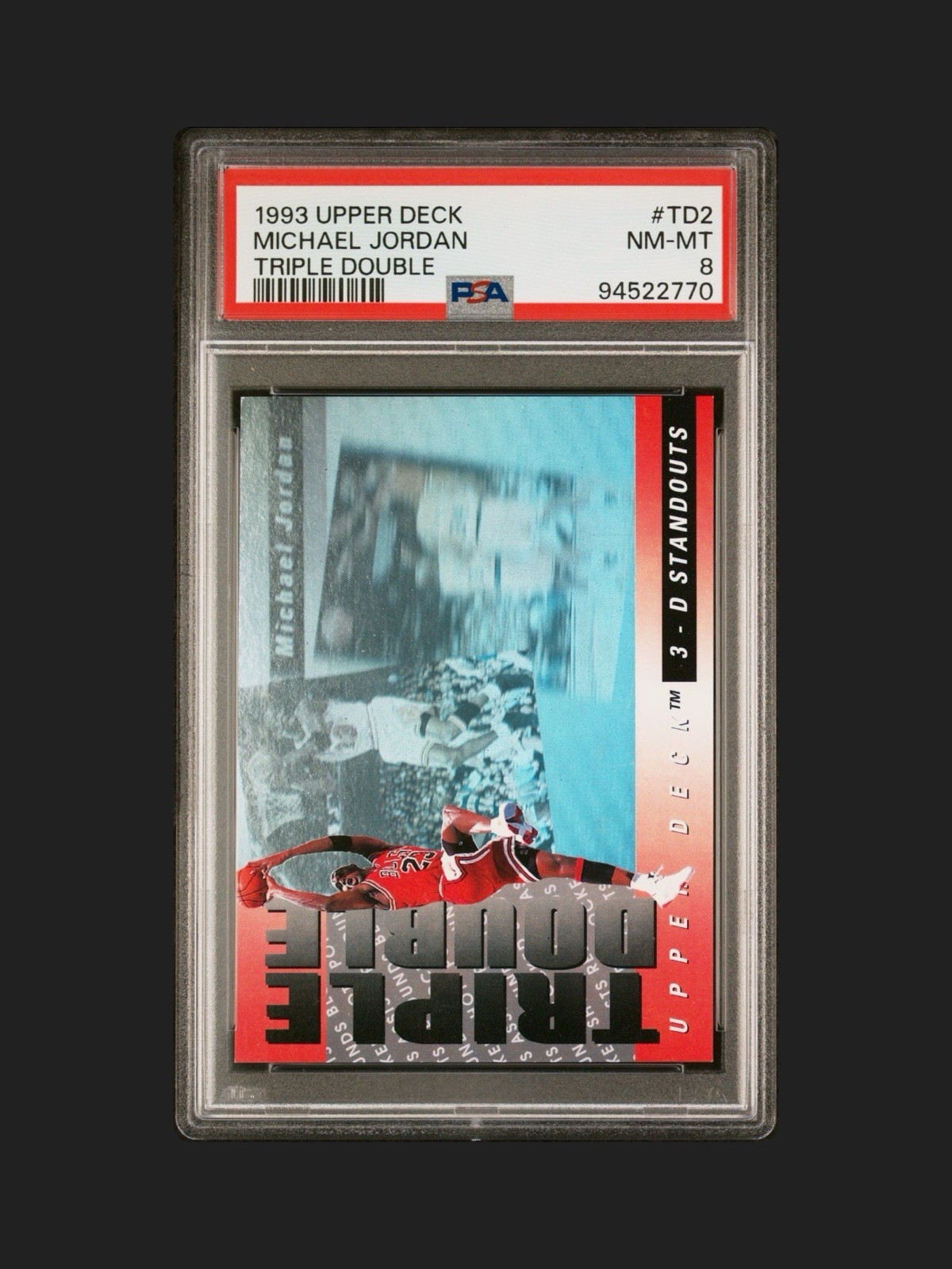 1993 UPPER DECK TRIPLE DOUBLE MICHAEL JORDAN TD2 PSA8