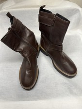 Fabianelli Women s NWOB Brown Leather Boots Side Zip Lined Size 39 or 8.5 - Flaw