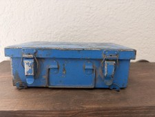 Blue Painted Metal Tool Box W Handle Latches Small 8 X 8 X 4.5 In Blue Painted Metal Tool Box W Handle Latches Small 8 X 8 X 4.5 In