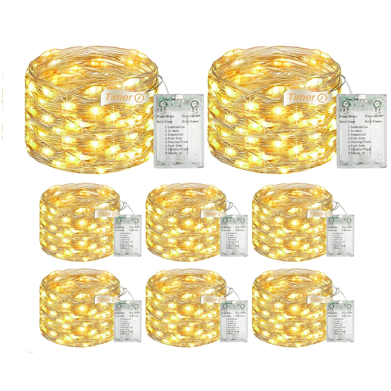 16FT 50 LED Fairy Lights - Battery Operated, Timer, 8 Modes, USB Mini Twinkle St
