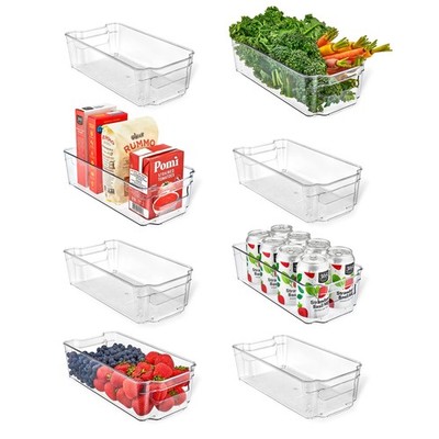 Lifemaster LMFRD88G Multi-Purpose Refrigerator Bins - 8 Pieces Clear