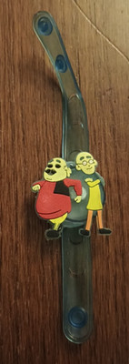 Vtg MOTU & PATLU TELEVISION SHOW Vinyl Wrist band bracelet blue clear w figures
