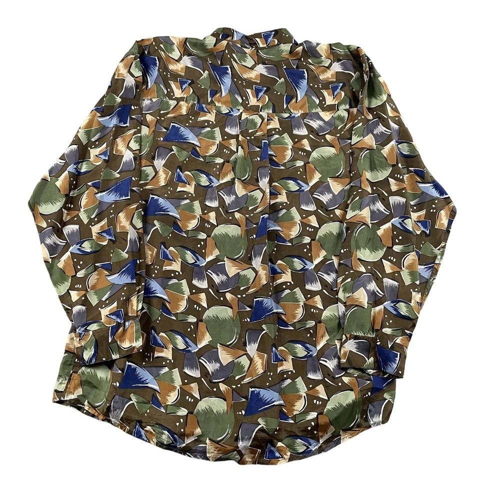 Summa Silk Button Down Shirt Mens Large Geometric Party Summer - Image 2 of 4