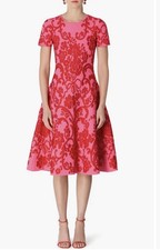 $2490 Carolina Herrera Floral Jacquard Knit Fit & Flare Dress. Made In Italy.