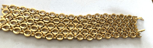 Designer Unmarked Wide Goldtone Circles Bracelet